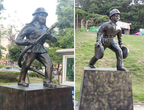 玻璃钢消防战士雕塑
