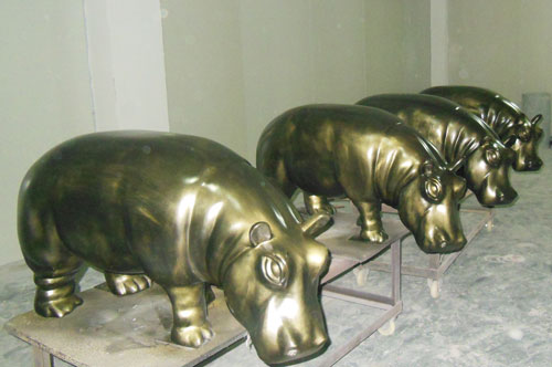 玻璃钢仿铜河马雕塑