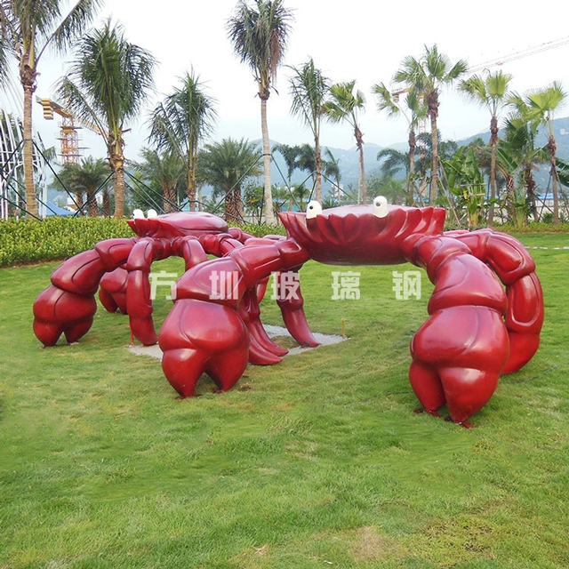 惠州巽寮湾玻璃钢仿真螃蟹雕塑由方圳精工打造