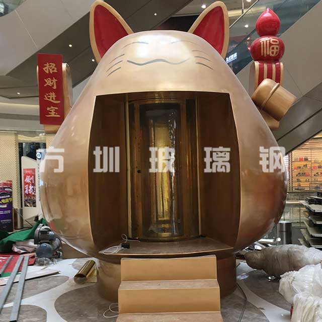 大型玻璃钢招财猫雕塑