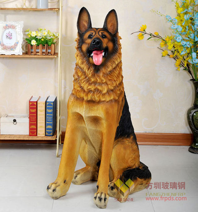仿真狼狗玻璃钢动物雕塑