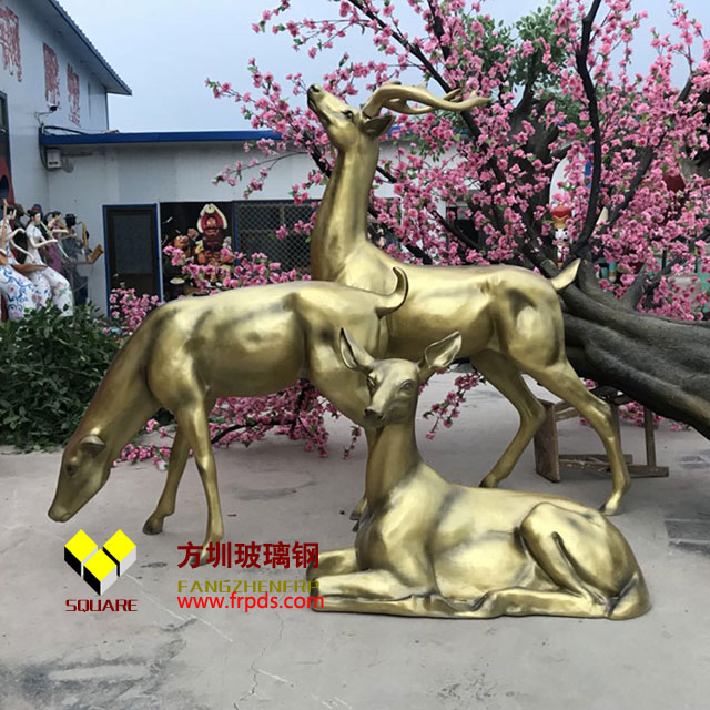 公园装饰鹿玻璃钢仿铜雕塑