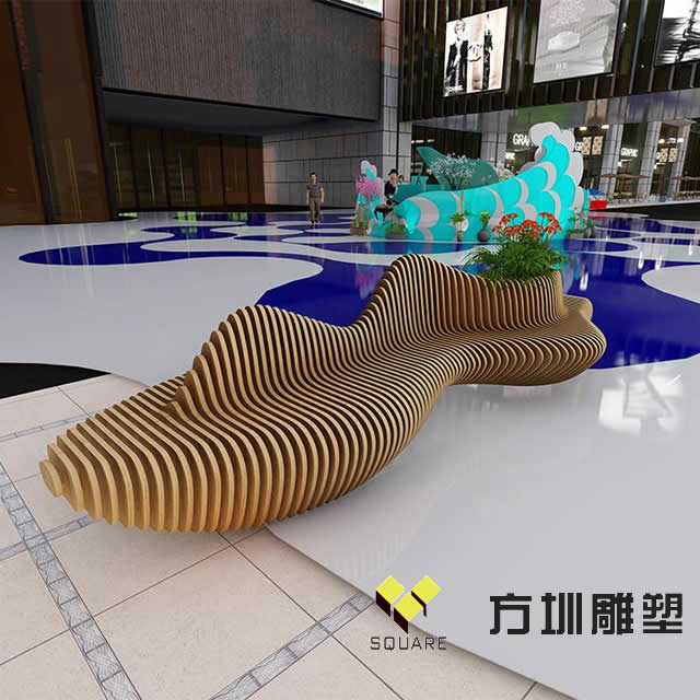 户外景区带花盆切片椅