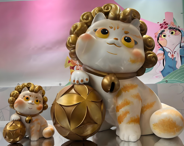 创意玻璃钢卡通猫雕塑小品
