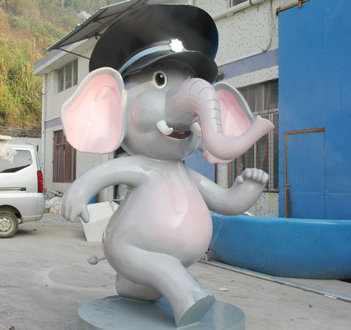 玻璃钢可爱大象雕塑