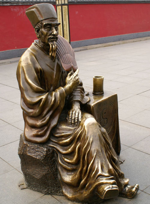 广场铸铜古人雕塑