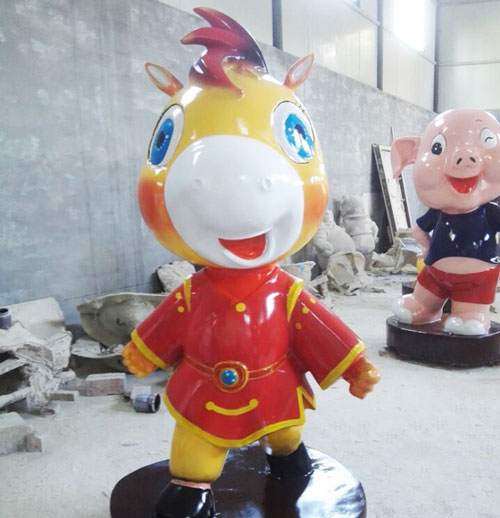 玻璃钢生肖马雕塑 玻璃钢生肖马雕塑
