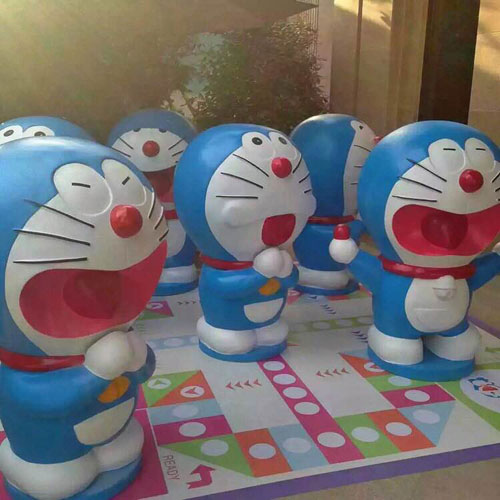 玻璃钢动漫小猫各表情雕塑