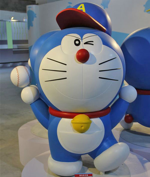 玻璃钢卡通公仔猫雕塑