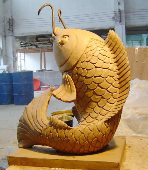 玻璃钢鲤鱼仿砂岩雕塑